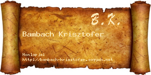 Bambach Krisztofer névjegykártya